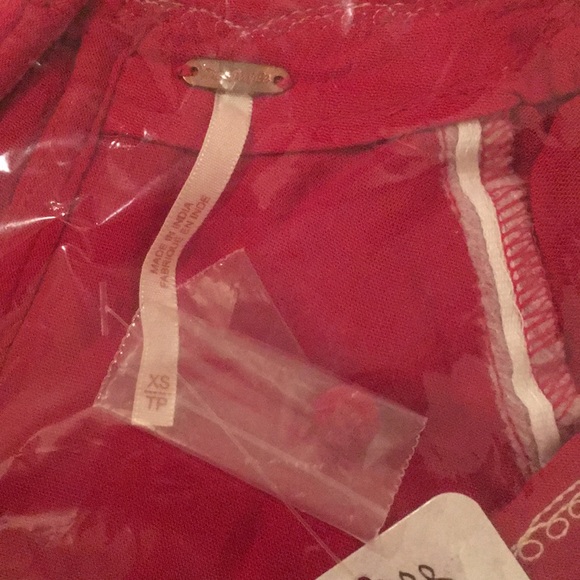 Free People boho Embroidered V Jumpsuit Red pants - Picture 3 of 4